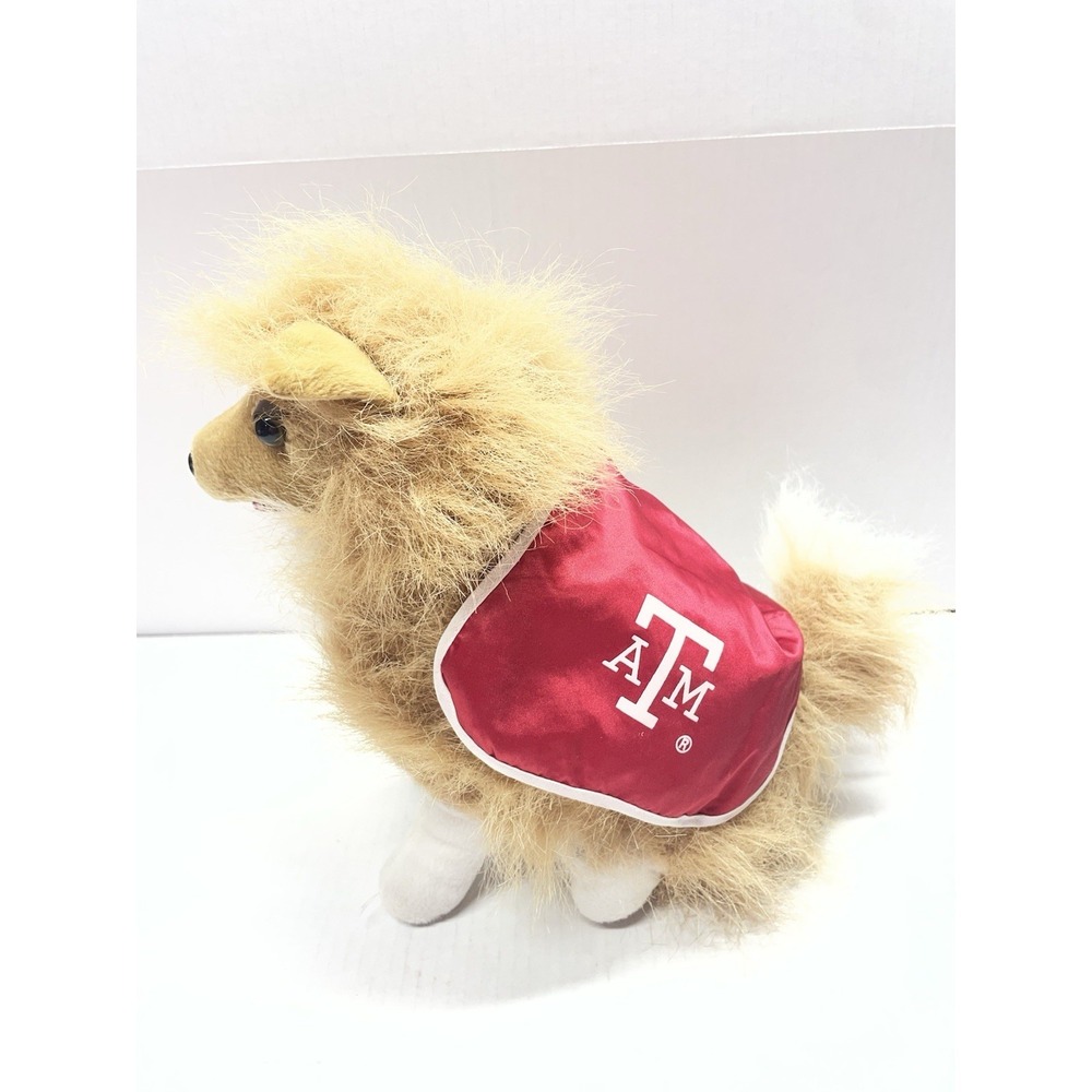 Texas A & M mascot plush stuffed collie dog w/ Texas A&M logo 11" high